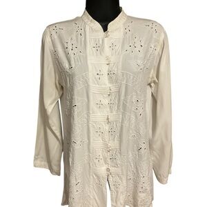 Elegant White Embroidered Blouse from Bali